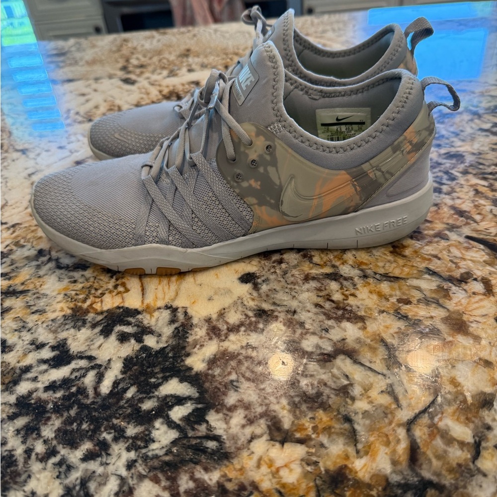 Nike Free Gray/Orange and Camouflage Sneakers women’s 9